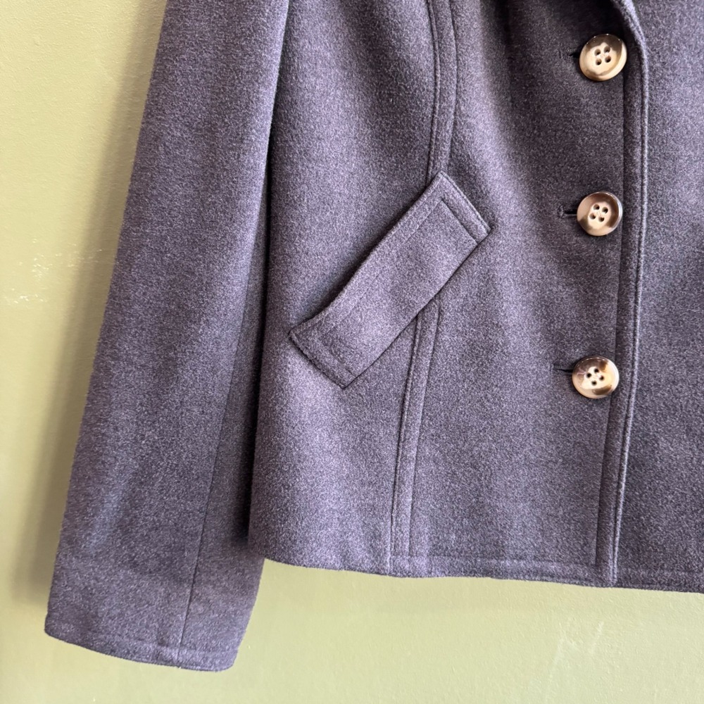 Evan Picone Petite 4P Gray Stretch Blazer Wool Career Jacket Office - Picture 2 of 12